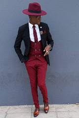 Shining Three-Piece Slim Fit Striped Wedding Suit for Groom and Groomsmen