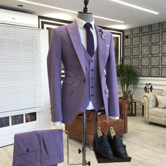 Shining Violet Purple Three-Piece Prom Suit for Party