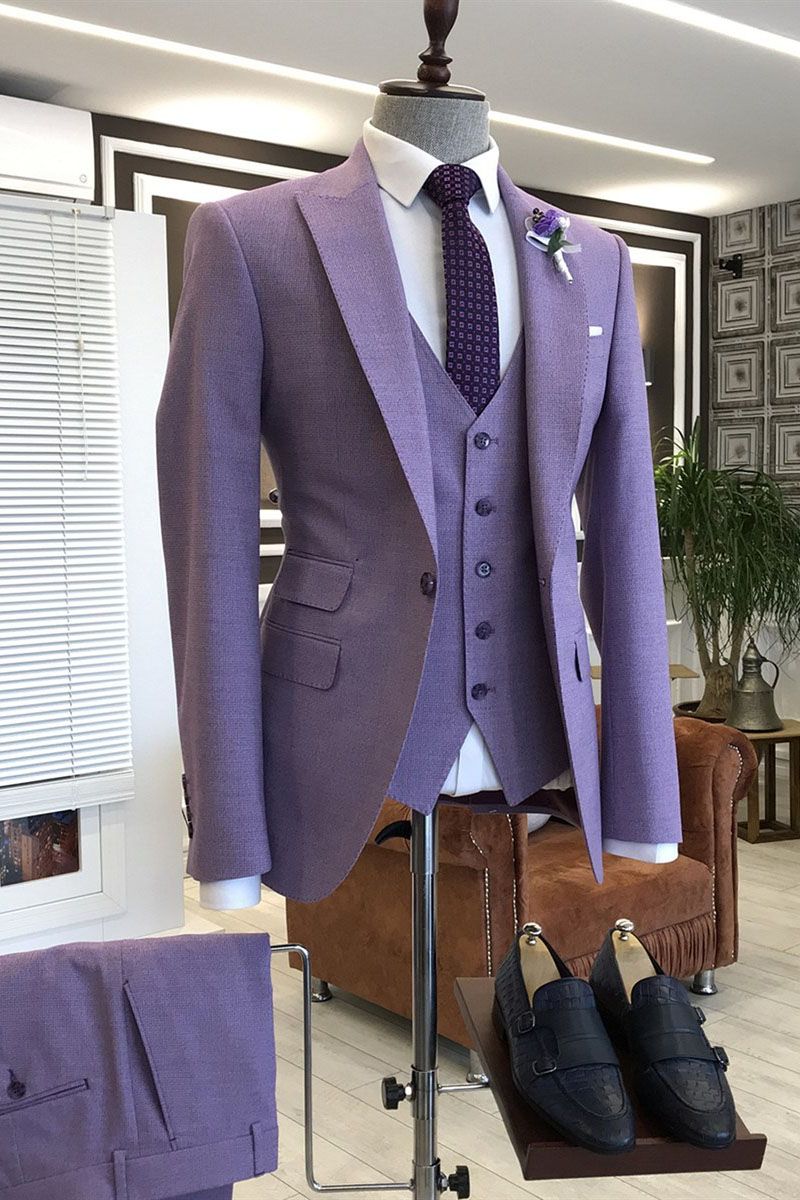 Shining Violet Purple Three-Piece Prom Suit for Party