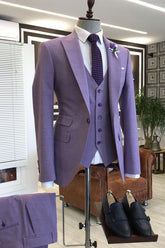 Shining Violet Purple Three-Piece Prom Suit for Party