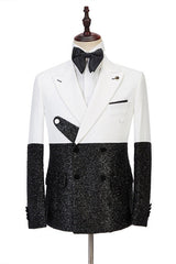 Shining White Double-Breasted Evening Suit for Boys