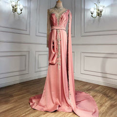 Shining Yellow Beaded Embroidery Floor-Length Mermaid Prom Dress with Shawl