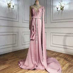 Shining Yellow Beaded Embroidery Floor-Length Mermaid Prom Dress with Shawl