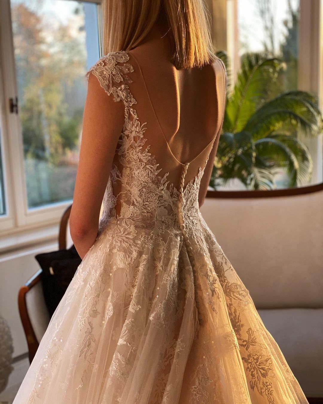 Short A-line Jewel Wedding Dress With Lace
