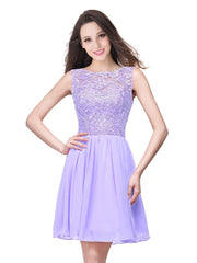 Short A line Lace Sleeveless Chiffon Homecoming Dress