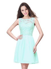Short A line Lace Sleeveless Chiffon Homecoming Dress