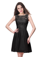 Short A line Lace Sleeveless Chiffon Homecoming Dress