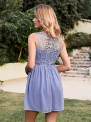 Short A line Lace Sleeveless Chiffon Homecoming Dress