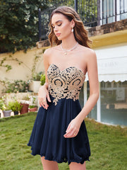 Short A-Line Strapless Chiffon Prom Dresses with Beadings