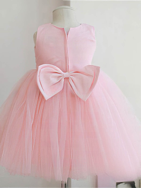 Short/Mini Bow Flower Girl Dresses - Scoop Neck Ball Gown Tulle