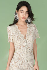 Babyonlines Short Sleeves V-neck A-line Lace Dress