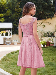 Short Tulle A line Sleeveless Knee Length Homecoming Dress