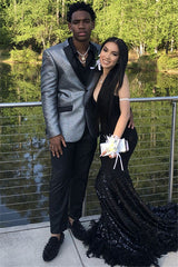 Silver Party Fashion Prom Suit - Sequins Notch Lapel for Man