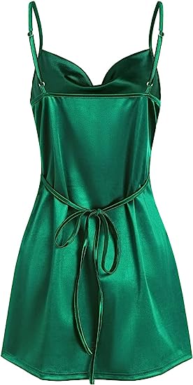Simple Cowl Neck Champagne Satin Homecoming Dress