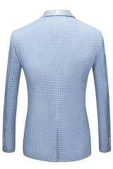 Sky Blue Dot Wedding Suit with Shawl Lapel for Men¡¯s Parties