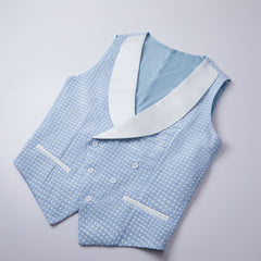 Sky Blue Dot Wedding Suit with Shawl Lapel for Men¡¯s Parties