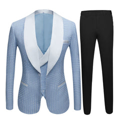 Sky Blue Dot Wedding Suit with Shawl Lapel for Men¡¯s Parties