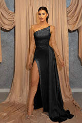 Sky Blue Sleeveless Split Mermaid Evening Dress with Sequins