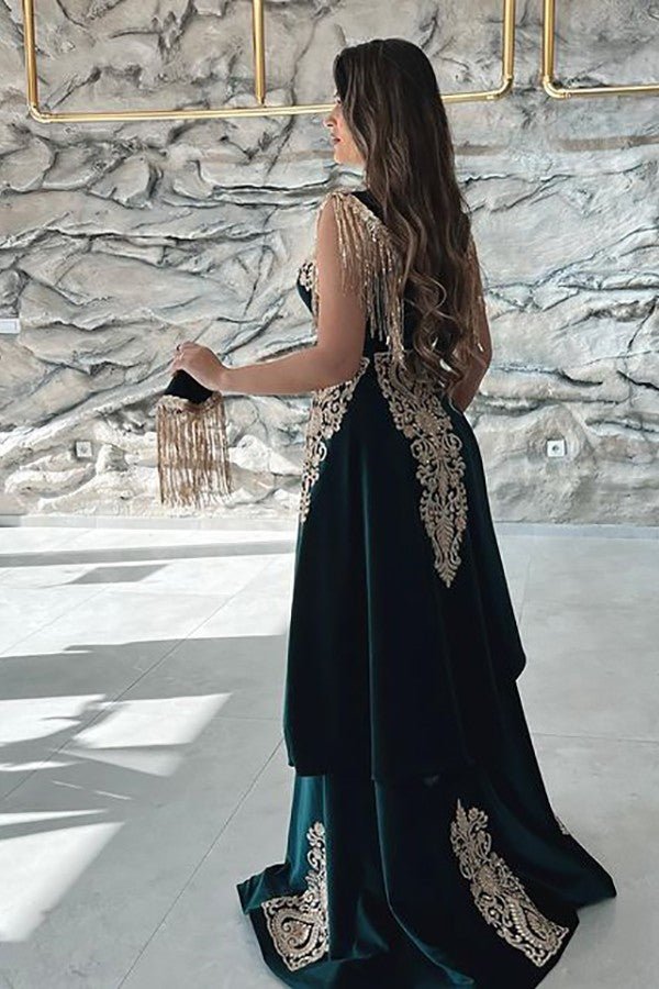 Dark Green Mermaid Long Prom Dress with Split and Detachable Skirt
