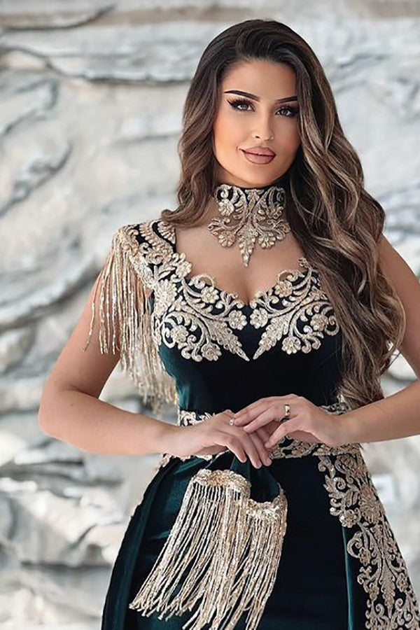 Dark Green Mermaid Long Prom Dress with Split and Detachable Skirt