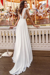 Sleeveless Long Chiffon Wedding Dress