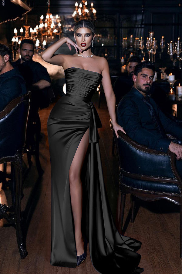 Strapless Mermaid Long Prom Dress with High Split