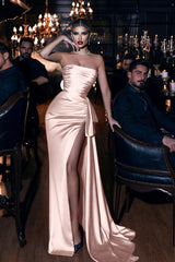 Strapless Mermaid Long Prom Dress with High Split