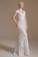 Sleeveless Mermaid Wedding Dress High-neck Lace With Sleeves