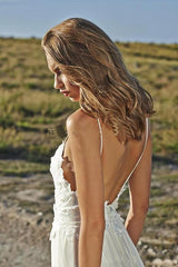 Spaghetti Strap Beach Lace Wedding Dress