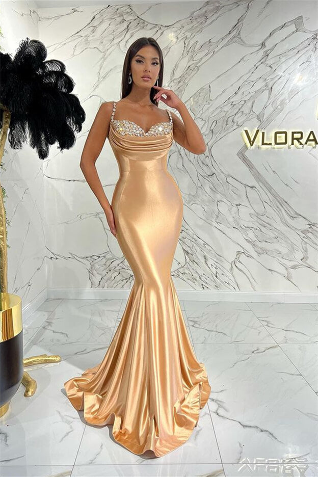 Spaghetti-Strap Mermaid Sweetheart Evening Dress with Sequins Online