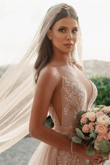 Spaghetti Strap Mermaid Wedding Dress with Applique Ruffles