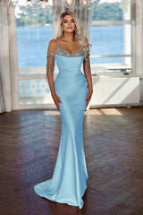 Spaghetti Strap Mermaid Long Prom Dress with Sequins