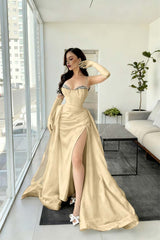 Spaghetti Strap Mermaid Long Prom Dress with Split and Gloves