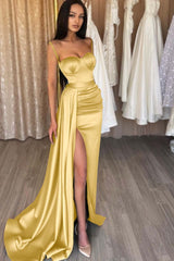 Sage Sweetheart Spaghetti Strap Mermaid Long Prom Dress with Split