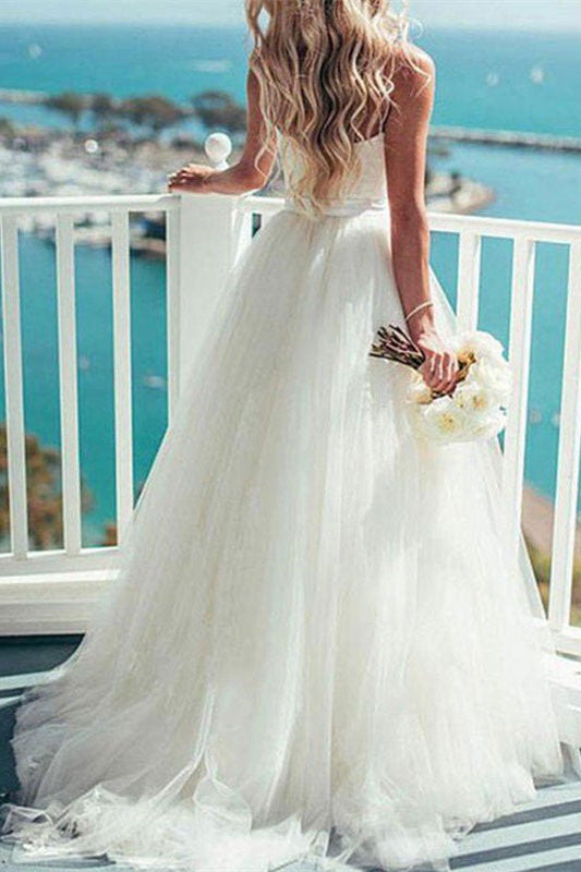 Spaghetti Strap Tulle Wedding Dress