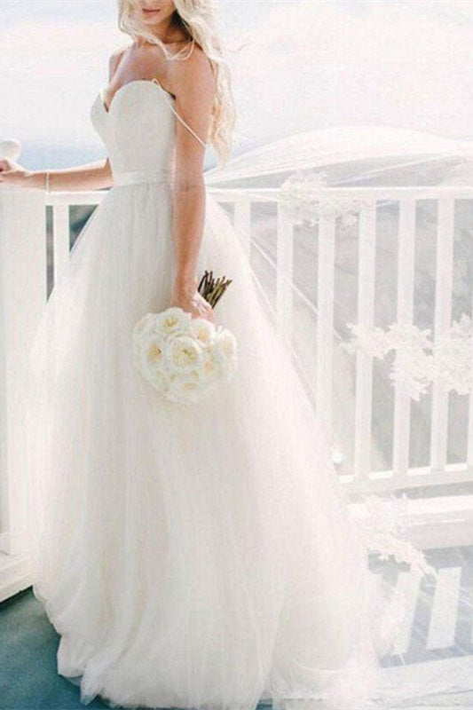 Spaghetti Strap Tulle Wedding Dress