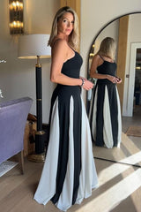 Spaghetti Strap V Neck Long Prom Dress with Ruffles
