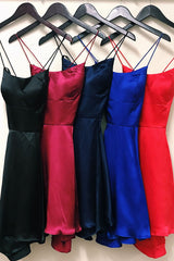 Spaghetti Straps Criss Cross Fuchsia Homecoming Dress