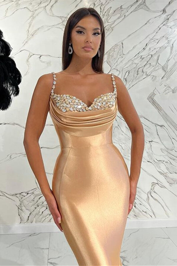 Spaghetti-Straps Sweetheart Mermaid Evening Dress with Sequins Online