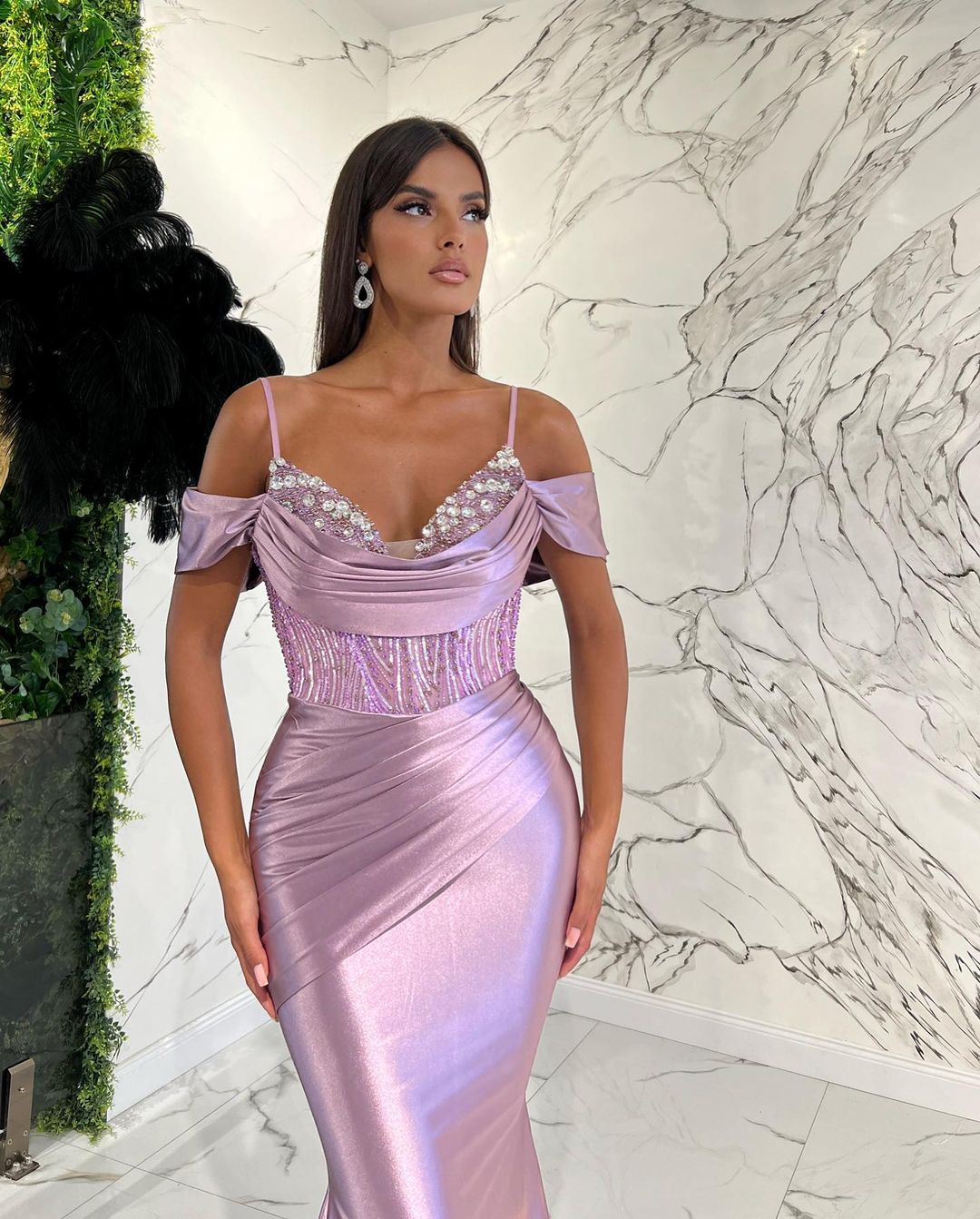 Spaghetti-Straps Sweetheart Mermaid Evening Dress with Sequins Online