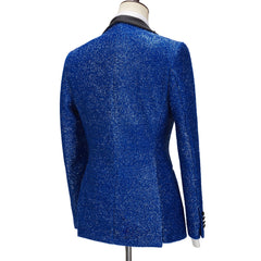 Sparkling Royal Blue Three-Piece One-Button Prom Suit