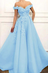 Off the Shoulder Strapless Long Prom Dress with Appliques
