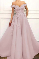 Off the Shoulder Strapless Long Prom Dress with Appliques