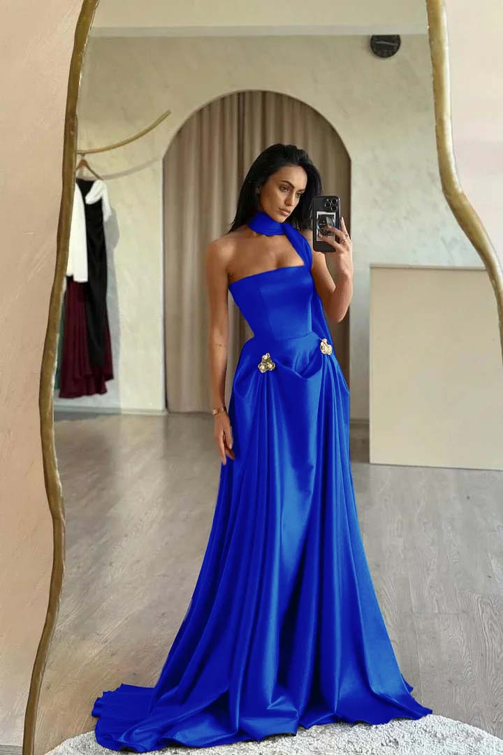 Strapless A-Line Long Prom Dress with Beading and Ruffles
