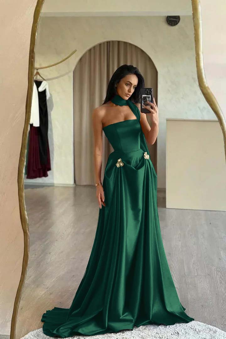 Strapless A-Line Long Prom Dress with Beading and Ruffles