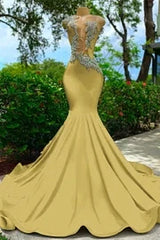 Strapless Backless Mermaid Long Prom Dress with Appliques