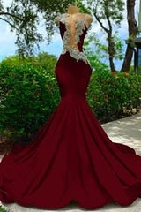 Strapless Backless Mermaid Long Prom Dress with Appliques