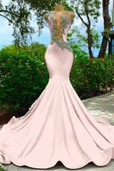 Strapless Backless Mermaid Long Prom Dress with Appliques