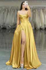 Strapless Long Prom Dress with Split Pleated