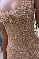 Strapless Mermaid Long Prom Dress with Sequins Split